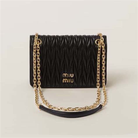 miu miu matelassé leather mini-bag|Black Matelassé Nappa Leather Mini.